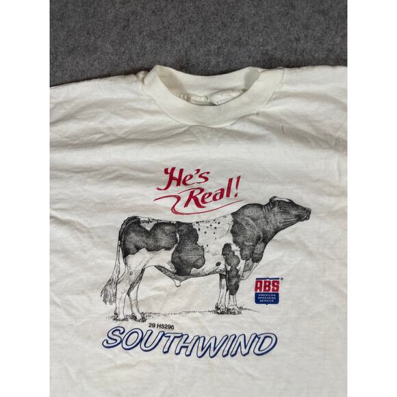 VINTAGE 90s Hes Real Southwind Shirt Men 2XL White ABS Graphic Short Sleeve RARE - Picture 1 of 7